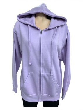 Pacific & Co Women's Lavender Zip-Up Hoodie with Hood and Kangaroo Pocket Size M